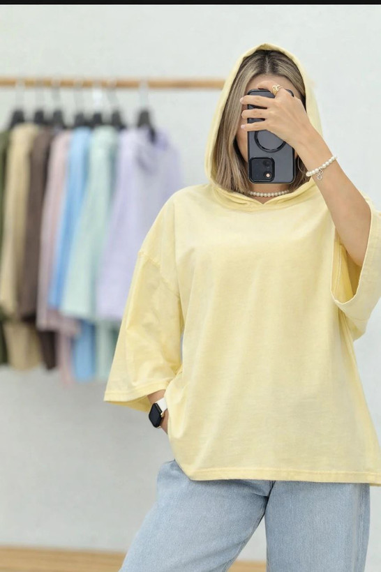 تیشرت لانگ کلاهدار